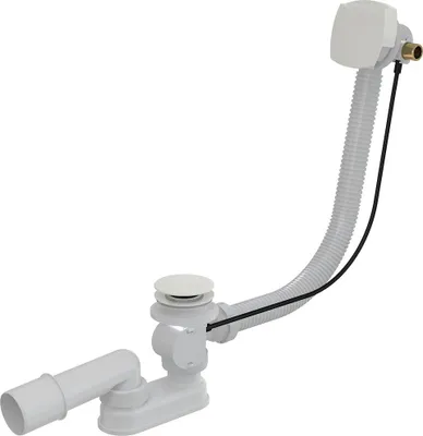Produktbild von Alcadrain Badewanne Ab- und Überlaufgarnitur Automat mit einer Füllfunktion, Weiß-Glanz 80 cm