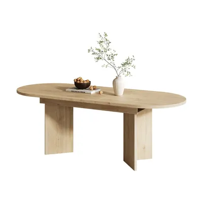 Obrázek produktu pro Rozkládací jídelní stůl 140/180 × 90 cm, vhodný pro 6–8 osob, jídelní stůl se zaoblenými rohy, zesílená deska stolu, jídelní stůl v jednoduchém stylu