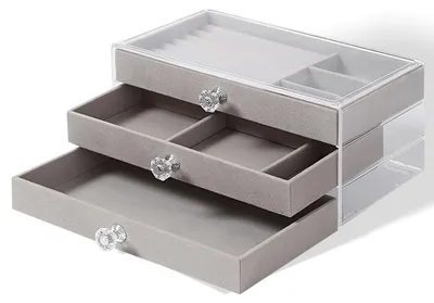 Acryl-Schmuckorganizer mit 3 Schubladen, 22,9x12,7x10,2 cm