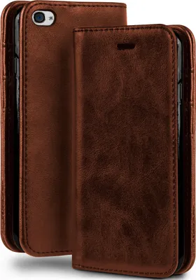 Produktbild von moex® Klapphülle kompatibel mit iPhone 4s / iPhone 4 - Hülle mit Kartenfach, Sattelbraun