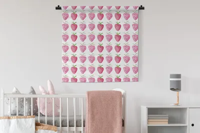 Produktbild von MuchoWow® Wandteppich Wandbehang Erdbeere - Schablonen - Aquarell 90x90 cm Tapisserie Dekoration Wandtuch - Wandaufhänger