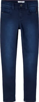 Produktbild von NAME IT Mädchen Skinny Fit Jeans-Hose mit Baumwolle Dark Blue Denim 134
