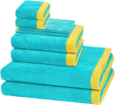 Produktbild von Cawö Lifestyle Splash 2 X Wasch- 2 X Gäste- 2 X Dusch- 2 X Handtuch im Set Extraflauschig und saugstark, Modernes Doubleface-Design, Pflegeleicht und formstabil