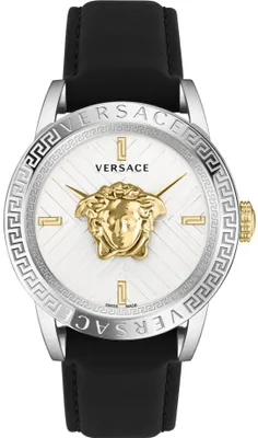 Zdjęcie produktu dla Versace VESN00222 V-Code Palazzo silber gold schwarz Leder Herren Uhr NEU