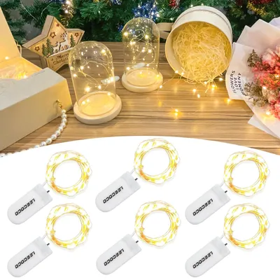 6er Set 2 m LED Lichterkette mit Batterie, Warmweiß