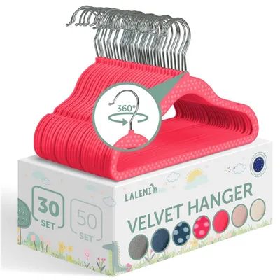 Image de Cintres en velours, 30 pièces, couleur rose, pour vêtements pour enfants
