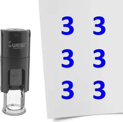 Produktbild von CombiCraft Selbstfärbender Stempel 'Zahl 3' in der Farbe Blau, Ø10mm