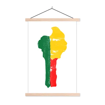 Produktbild von MuchoWow® Textilposter Benin - Karte - Flagge 120x180 cm mit holzfarbenen Rahmen - Textil-Plakat
