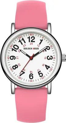 Image de montre d'infirmière étanche pour professionnels de la santé, étudiants, femmes et hommes, cadran lumineux, 24 heures avec trotteuse,