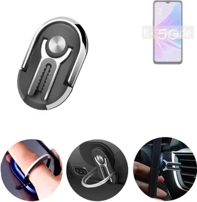 Produktbild von K-S-Trade 3in1 Smartphone-Ring Handy-Ring kompatibel mit Oppo A56s 5G Fingerhalterung  Handyring Tischständer Lüftungsgitter-Halterung Tisch
