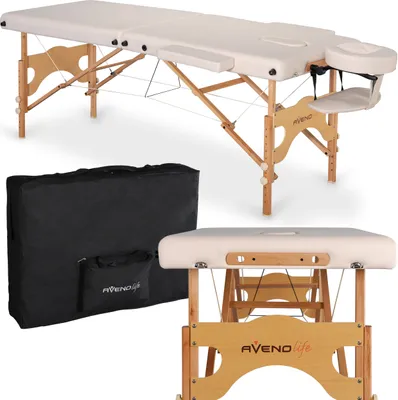 Produktbild von Habys, Aura Holz Massageliege Klappbar, Kosmetikliege, Massagetisch, Massagebank, Höhenverstellbar ,inkl. Kopfstütze, Tragebares, Vollholz, 214 cm