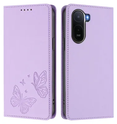 Produktbild von Lederhülle für Xiaomi Redmi A7 Pro, Schmetterling Prägung Leder Brieftasche Schutzhülle mit Ständer Violett