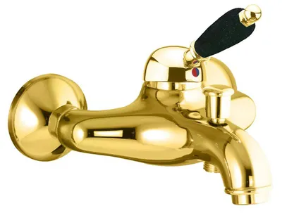 Produktbild von Sapho KIRKÉ BLACK Wannenarmatur, schwarzer Hebel, Gold