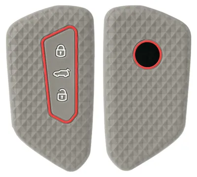 Image de Housse de protection en silicone pour clés de voiture, compatible avec VW Golf 8, Seat Leon MK4, Skoda Octavia, couleur gris clair