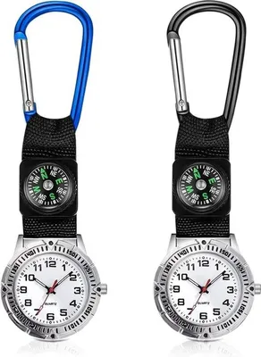 Immagine prodotto di Due orologi da polso da medico e da ciclista con moschettone: orologi digitali al quarzo, multifunzionali con bussola.