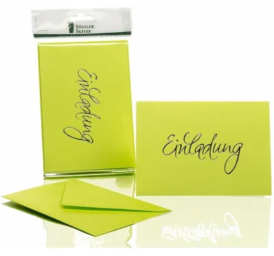 Produktbild von Rössler Papier 1181955022 Briefkarte Einladung - B6 HD, 5 Karten/5 Umschläge, maigrün