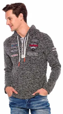 Produktbild von CL359 Herren Kapuzensweatshirt mit verschiedenen Patches