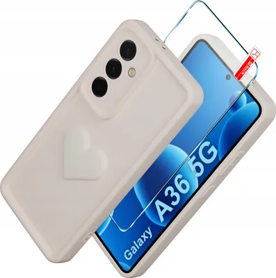 Produktbild von Etui für Samsung A36 5G aus mattem Silikon mit Herz + 9H-Schutzglas