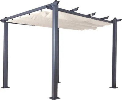 Produktbild von Pavillon 3x4m Pergola 3x4m Gartendach Gartenzelt Aluminium Luxor anthrazit-beige 4x3 m mit Aluminiumrahmen und wasserabweisendem Stoffdach