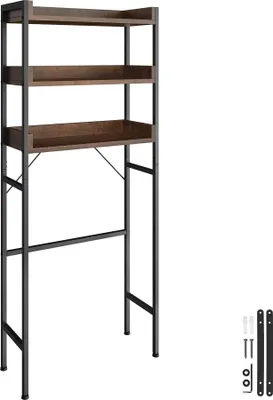Image de Étagère de salle de bain Seattle - 67 x 25 x 165,5 cm, Bois foncé industriel, rustique
