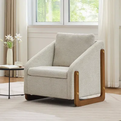 Produktbild von Sessel, Akzentstuhl für Wohnzimmer, Loungesessel, moderner Stuhl, Beige