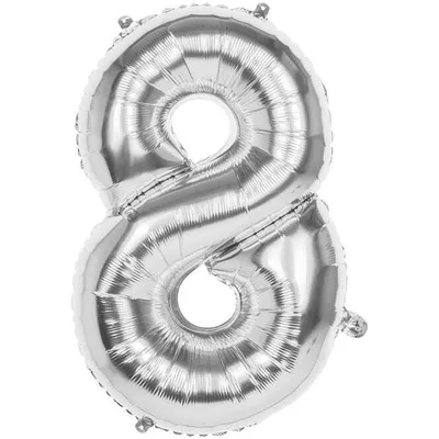 Produktbild von Boland Folienballonnummer '8' Silber 86 cm