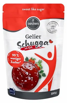 Produktbild von BORCHERS Gelier Schugga mit Xylit, Alternative zu Gelierzucker, 1:1 wie Zucker, kalorienreduziert, Süßungsmittel 300g - 300 g (1er Pack)