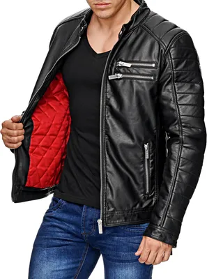 Produktbild von Red Bridge Herren Biker Jacke Kunst- Lederjacke Bikerjacke Schwarz