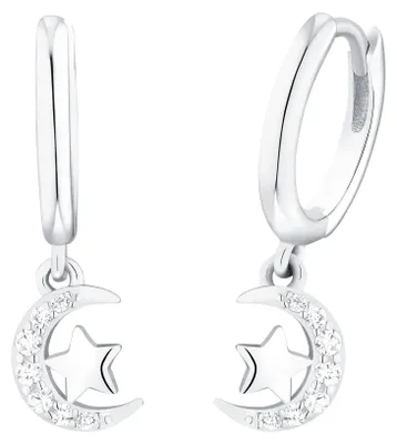 Produktbild von Prinzessin Lillifee 2035294 Mädchen Creolen Stern Mond Silber Weiß