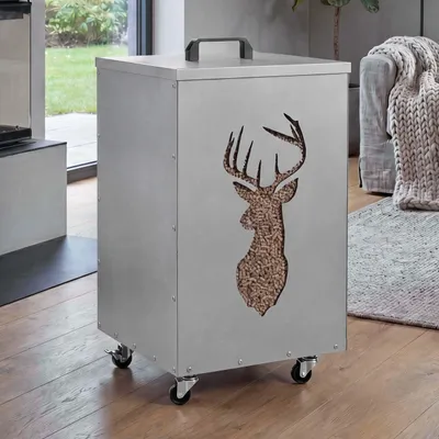 Image de Conteneur à granulés HWC-Q30 Hirsch, boîte de rangement pour granulés, par exemple pour l'alimentation animale, pieds en roulettes, dimensions : 65 x 36 x 36 cm, couleur : blanc/gris clair
