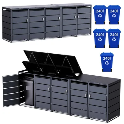 Obrázek produktu pro BINBOX box na odpadky pro 5x 240L popelnice | antracitová RAL 7016 | pozinkovaná ocel | uzamykatelný | sada