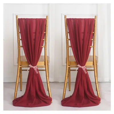2 Stück Chiffon Stuhlschärpen Hochzeit Bordeauxrot 30x300 cm