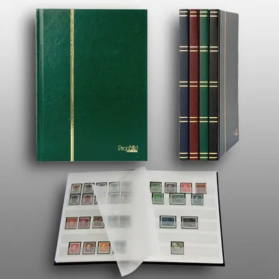 Produktbild von Prophila Collection 16 weiße Seiten A5 Briefmarken-Einsteckbuch grün