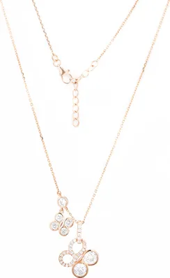Produktbild von Collier aus vergoldetem 925 Silber mit 2 Anhängern aus Zirkonia, Federring