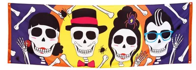 Produktbild von Day of the Dead Halloween Banner Skull Party 220 x 74 cm