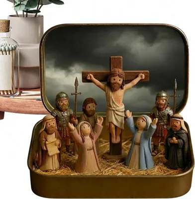 Productafbeelding van Mini Beeldjes - Tin Box Set - Bureau Decor - Realistisch Verhaal - 10 x 6.6 x 2.5 cm - Multicolor