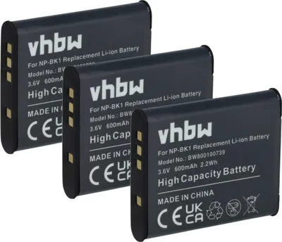 Produktbild von vhbw 3x Akku kompatibel mit Sony Bloggie MHS-PM5K, MHS-PM5, MHS-CM5 Kamera (600 mAh, 3,6 V, Li-Ion)