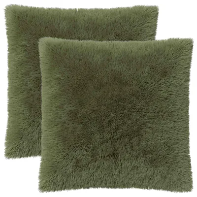 Image de vidaXL, 2 housses de coussin, HEERLEN, vert, 65 x 65 cm, en polaire