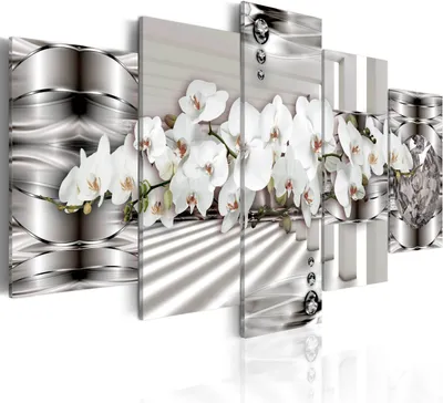 Produktbild von Leinwandbilder 200x100 cm b-A-0221-b-p Vlies Leinwandbild 5 tlg Kunstdruck modern Wandbilder XXL Wanddekoration Design Wand Bild ABSTRAKT BLUMEN ORCHIDEE
