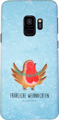 Produktbild von Mr. & Mrs. Panda Samsung Galaxy S9 Handyhülle Rotkehlchen Weihnachten - Eisblau - Geschenk, Handy Schutzhülle, Winter, Weihnachtsgruß, Hülle, Smartphone, Weihnachtsmotiv