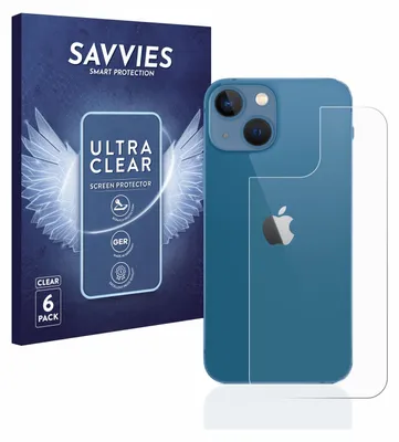 Produktbild von 6x Für Apple iPhone 13 mini (Rückseite) Schutzfolie Savvies Displayschutz Display Schutz Folie Klar Transparent