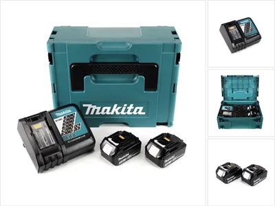 Image de Makita Power Source Kit 18V + 2x Batteries BL1830B 3,0Ah + Chargeur DC18RC ( 196693-0 ) + Coffret Makpac