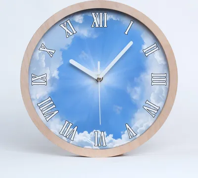 Produktbild von Holzuhr 25fi cm wanduhr - weiße Spitzen - Wolken im Himmel