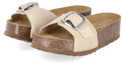 Immagine prodotto di Ciabatte da donna Palado con zeppa, color beige, in pelle scamosciata, taglia: 37