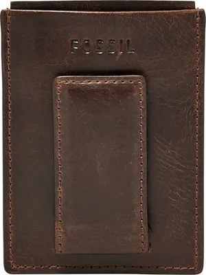 Produktbild von FOSSIL Leder Kartenhalter Geldklammer Derrick Magnetic Card Case Dark Brown braun