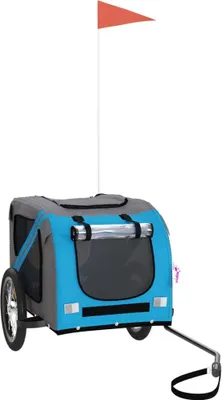 Produktbild von vidaXL Fahrradanhänger Hunde Blau und Grau Oxford-Gewebe und Eisen