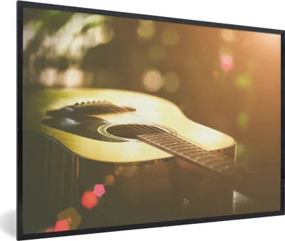 Produktbild von MuchoWow® MuchoWow® Gerahmtes Poster Abstraktes Porträt einer akustischen Gitarre 60x40 cm - Poster mit zchwarzem Bilderrahmen - Printing - Wanddeko Schlafzimmer