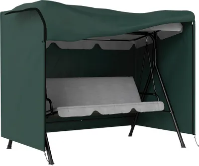 Produktbild von Hollywoodschaukel Abdeckung 3 Sitzer, Wasserabweisend Winterfest Schutzhülle für Gartenschaukel, UV-Beständig Abdeckplane, Abdeckhaube, Reißfest 600D Oxford Gewebe, 205x124x164cm Dunkelgrün