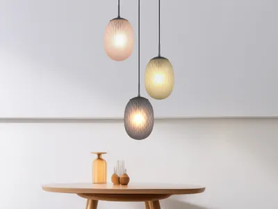 Produktbild von LED Cluster Pendelleuchte 3-flammig mit Glasschirmen bunt für Esstisch & Galerie