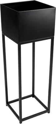 Image de VIVANNO Pot de fleurs tôle d'acier vernie par poudre ELEVATE SQUARE colonne, noir mat - 25x25x79 cm